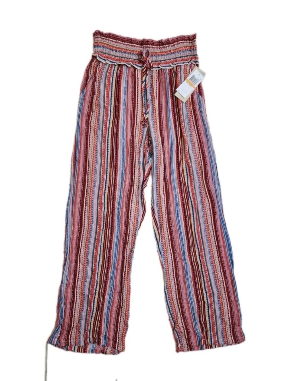 Kingston Grey Lounge Pants Wide-Leg High Smocked Waist Beach Coastal Size S